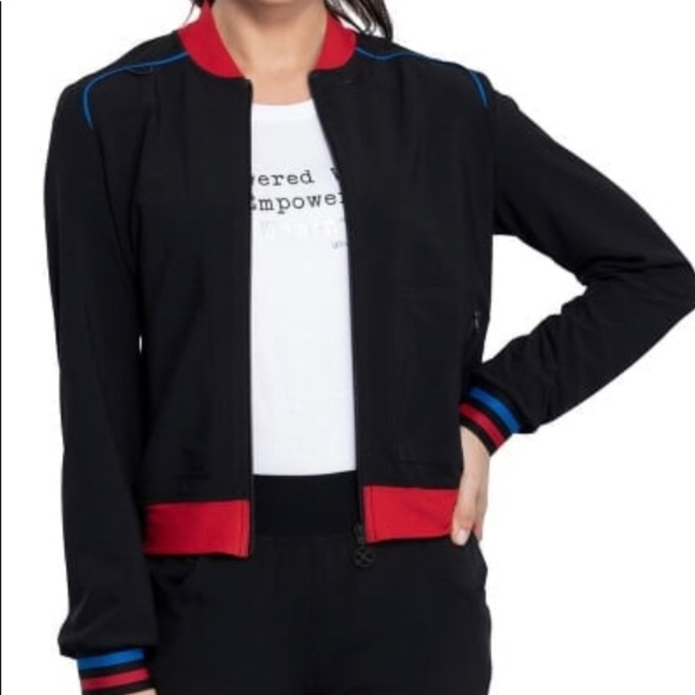 Cherokee Black Track Jacket with Standing Collar By KATIE DUKE